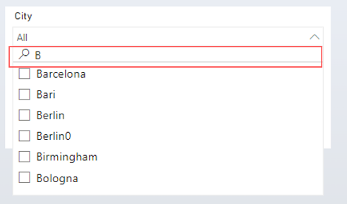 Power BI slicer with search option