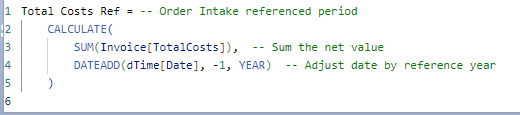 Static way to calculate last year value