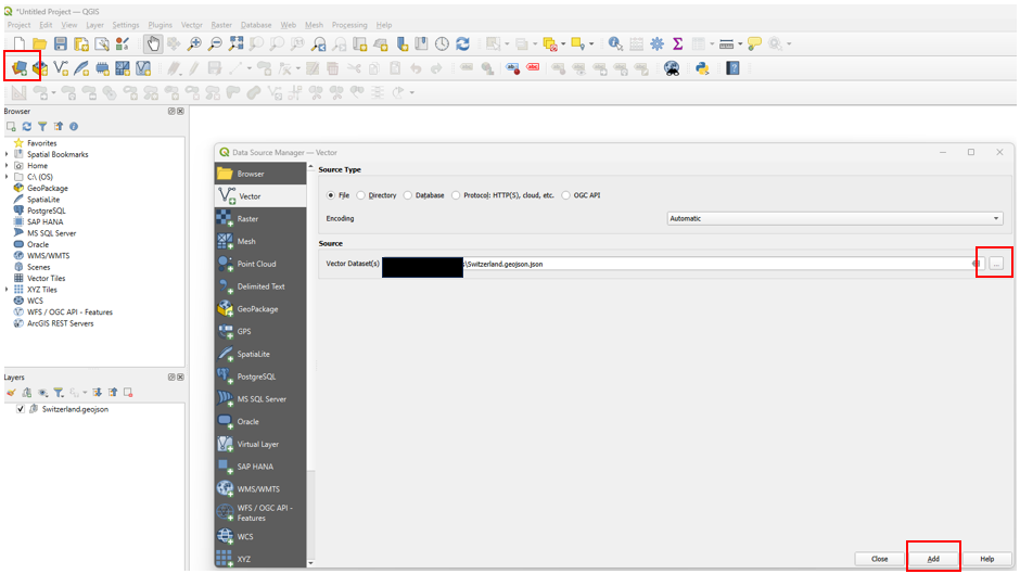 Connect to GeoJson File in QGIS