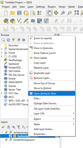 How to open the Attribute Table in QGIS