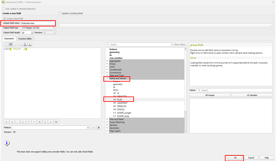 Configure the new column with the help of a formula