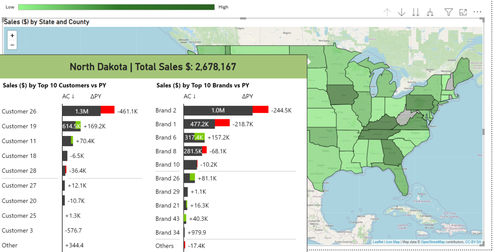 Tooltips in Power BI Sales Map