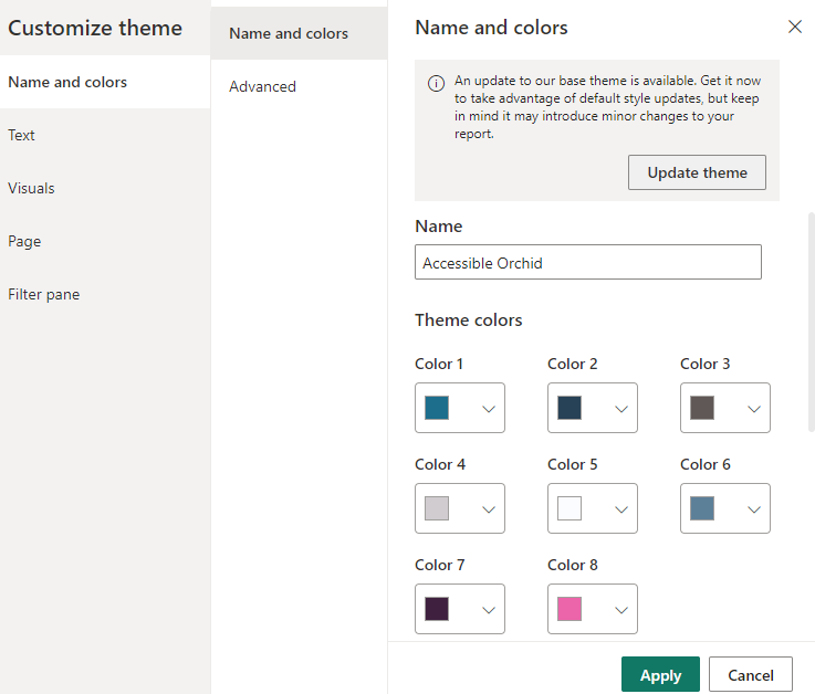 Customize your Power Bi Theme