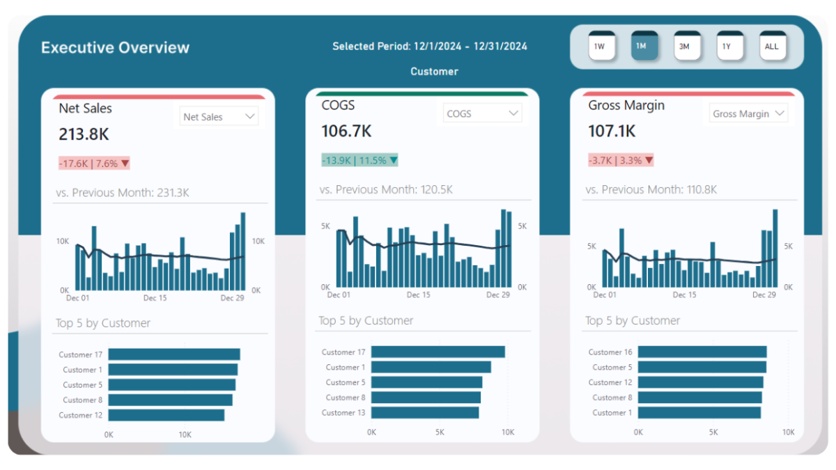 Example Power BI Executive Dashboard Finance