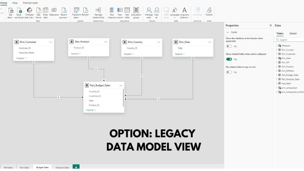 Legacy Light mode of Data Model View in Power BI Desktop