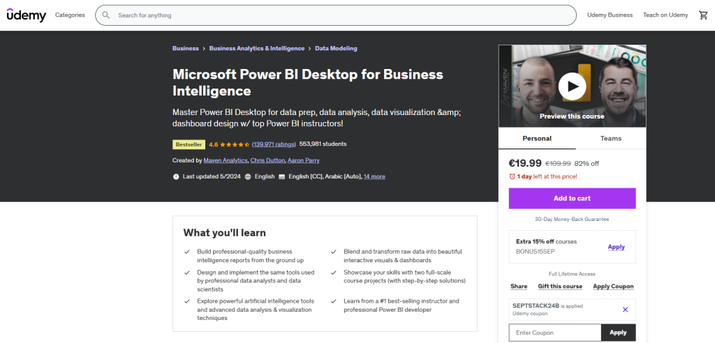 Best Udemy course for Power BI desktop