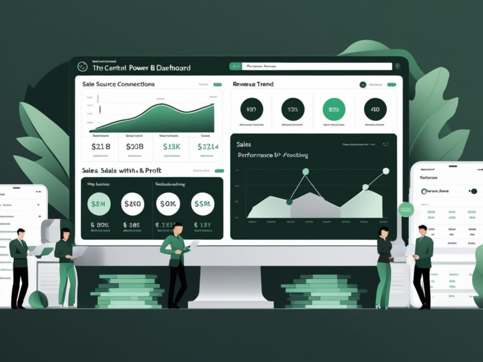 Business Intelligence Sales Solutions dashboards with multiple screen and sales people.