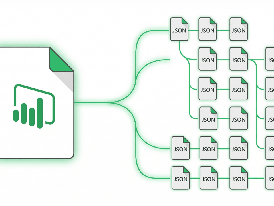 Visual introduction to PBIR, the Power BI Enhanced Report Format, showing how reports are stored as individual JSON files